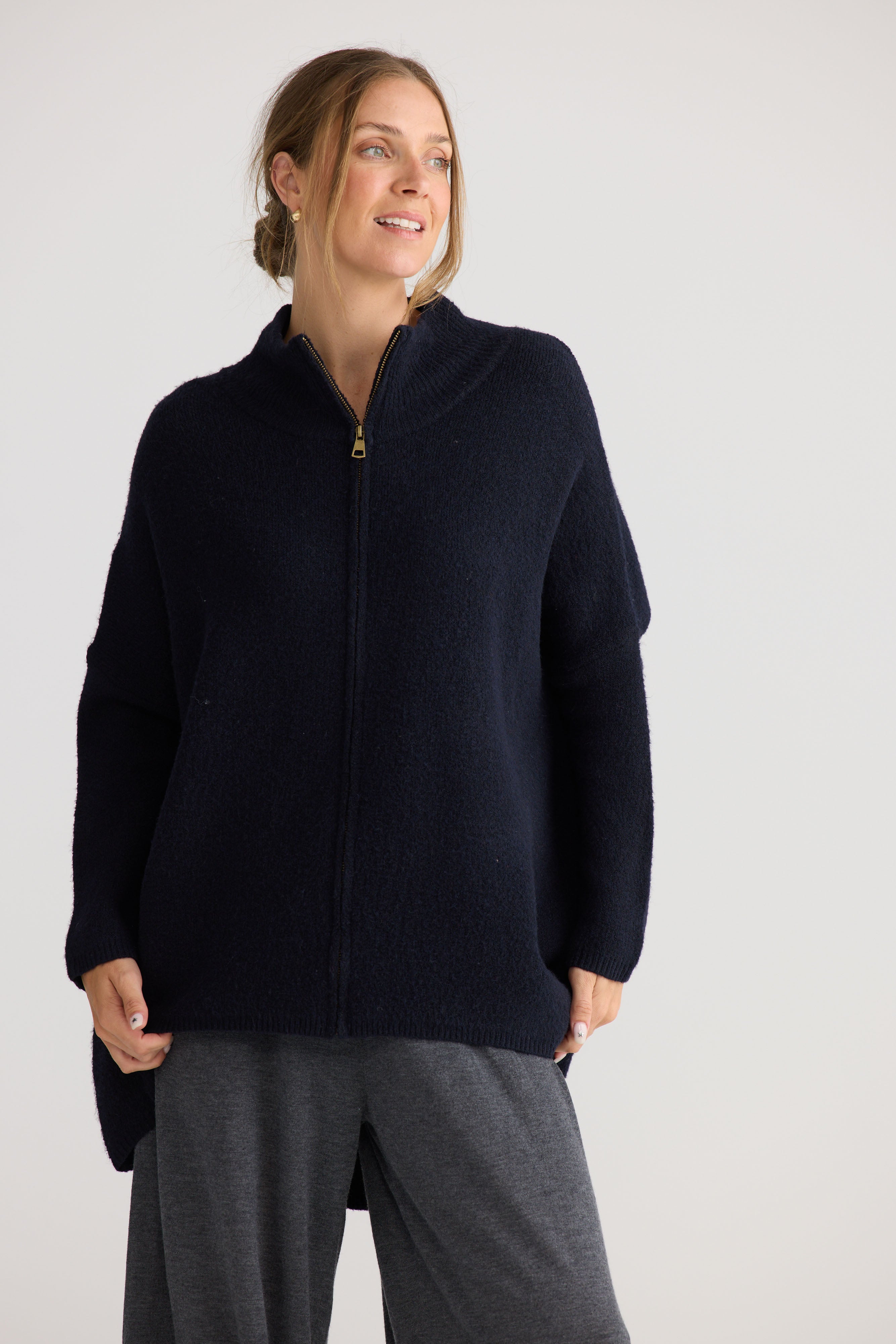 Woodside Poncho - Navy-Kimonos & Ponchos-Home Love-The Bay Room
