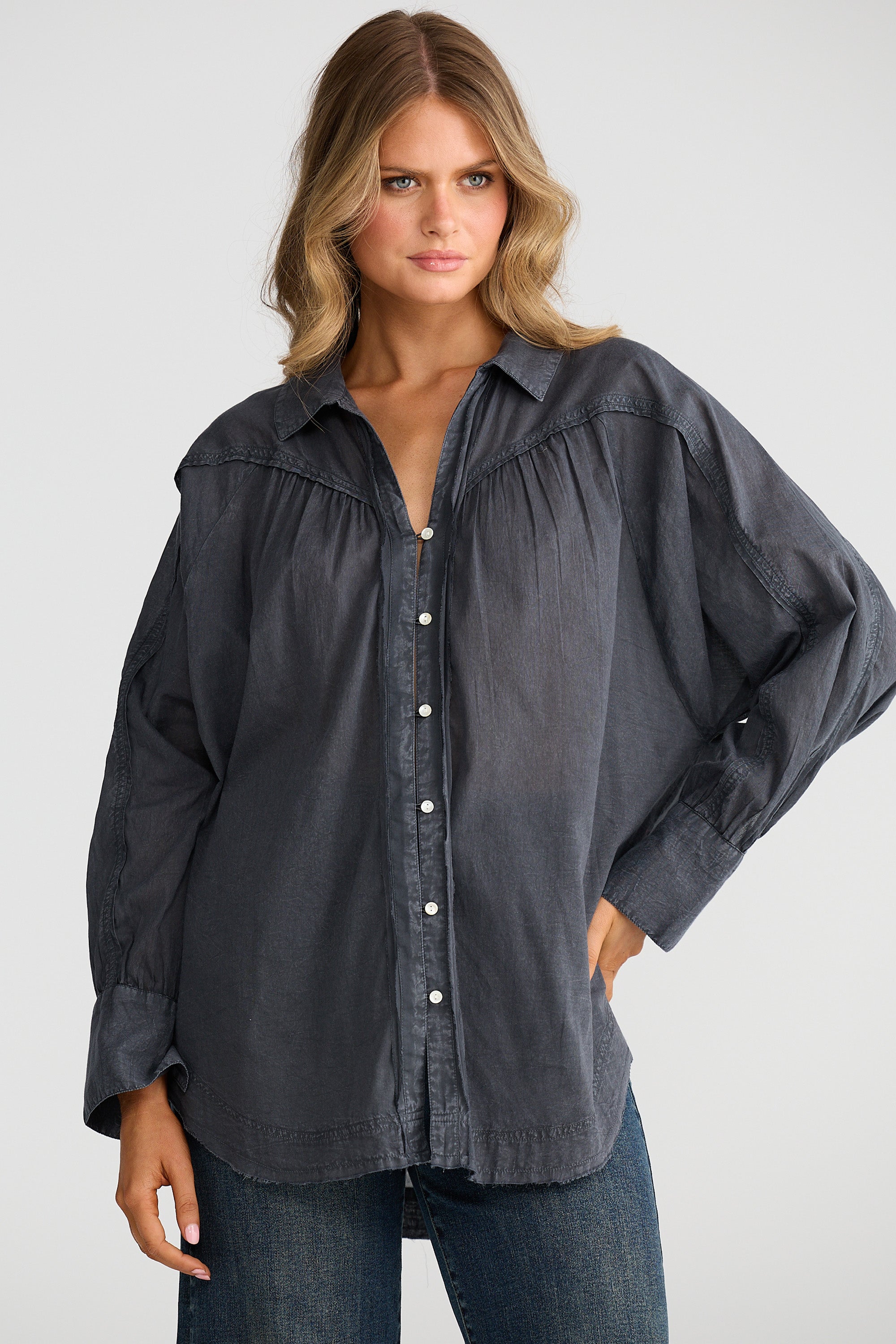 Zain Shirt - Charcoal-Tops-Talisman-The Bay Room