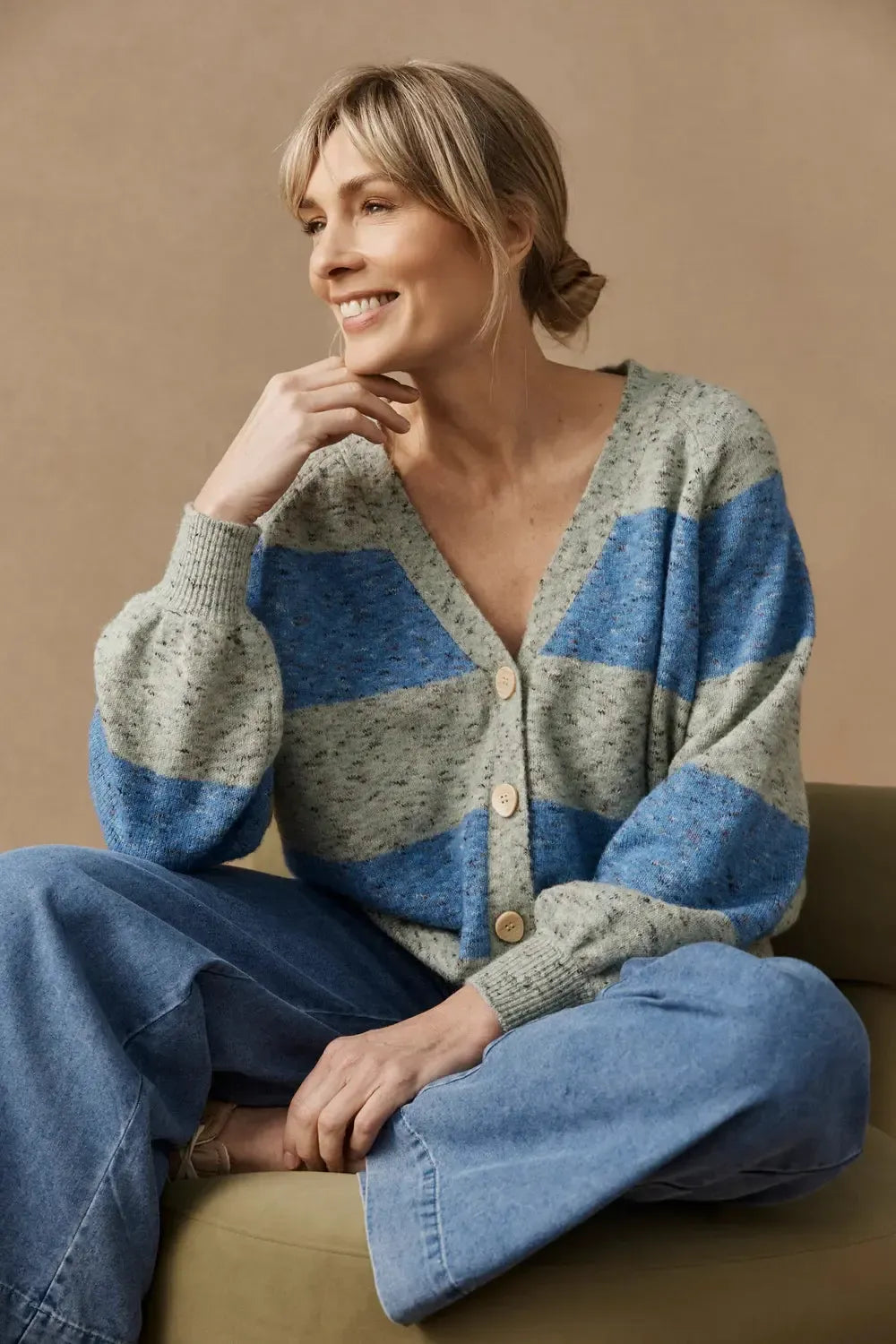 Zarda Cardigan - Sage/Lake-Knitwear & Jumpers-Eb & Ive-The Bay Room