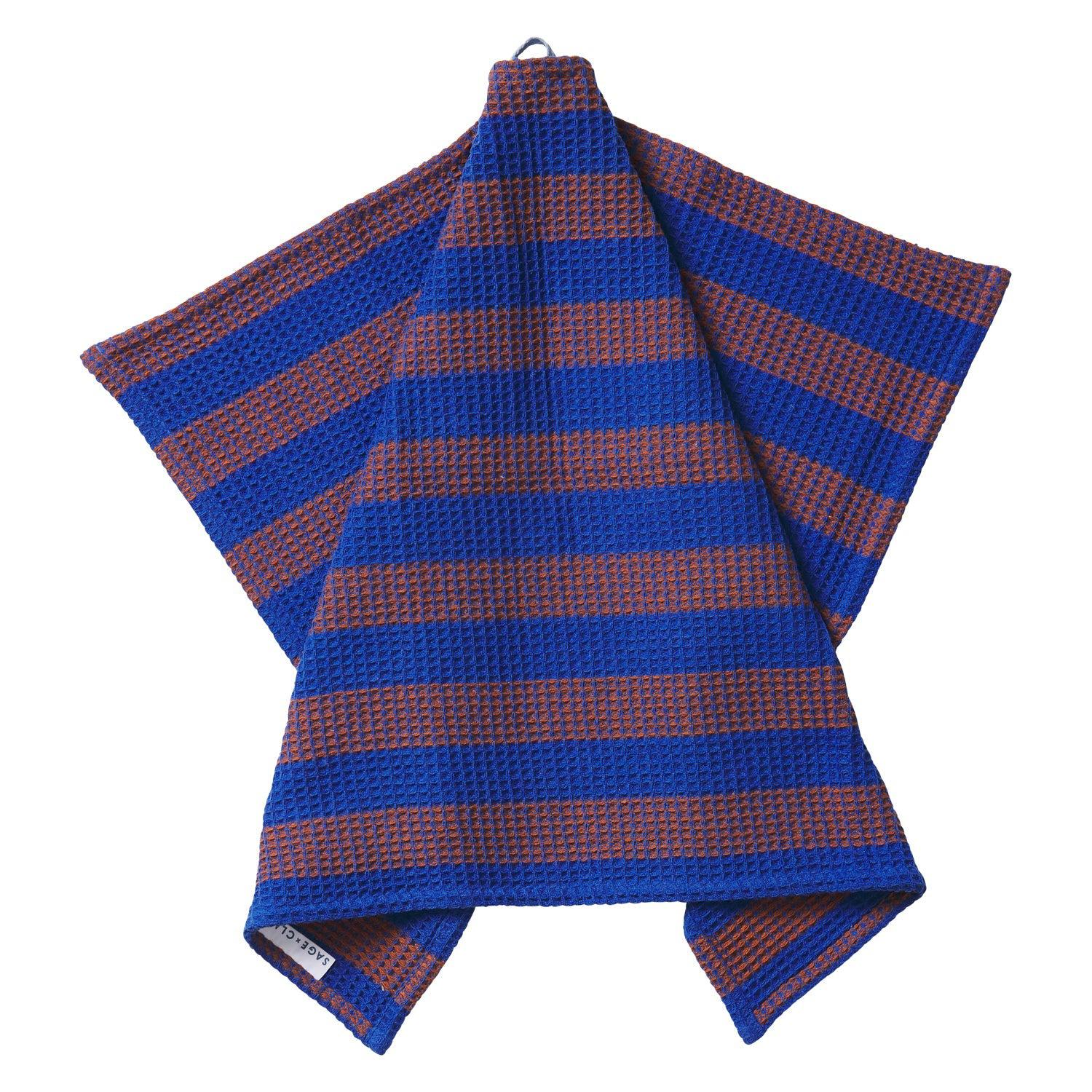 Zelia Stripe Tea Towel - Lapis-Soft Furnishings-Sage & Clare-The Bay Room