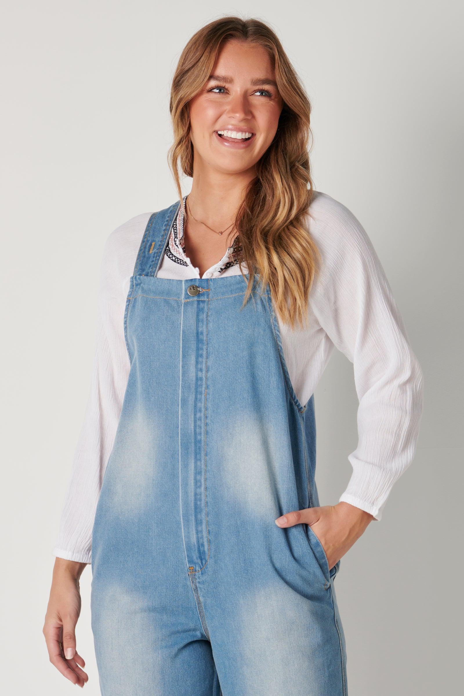 Zip Front Overall - Light Blue-Playsuits, Jumpsuits & Overalls-One Ten Willow-The Bay Room