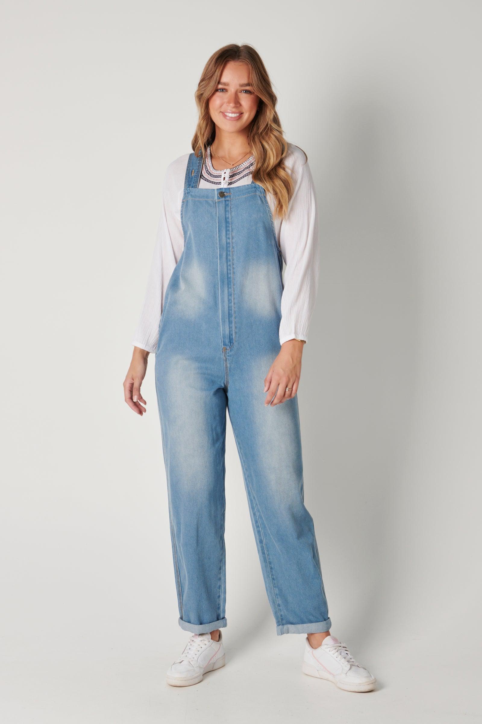 Zip Front Overall - Light Blue-Playsuits, Jumpsuits & Overalls-One Ten Willow-The Bay Room