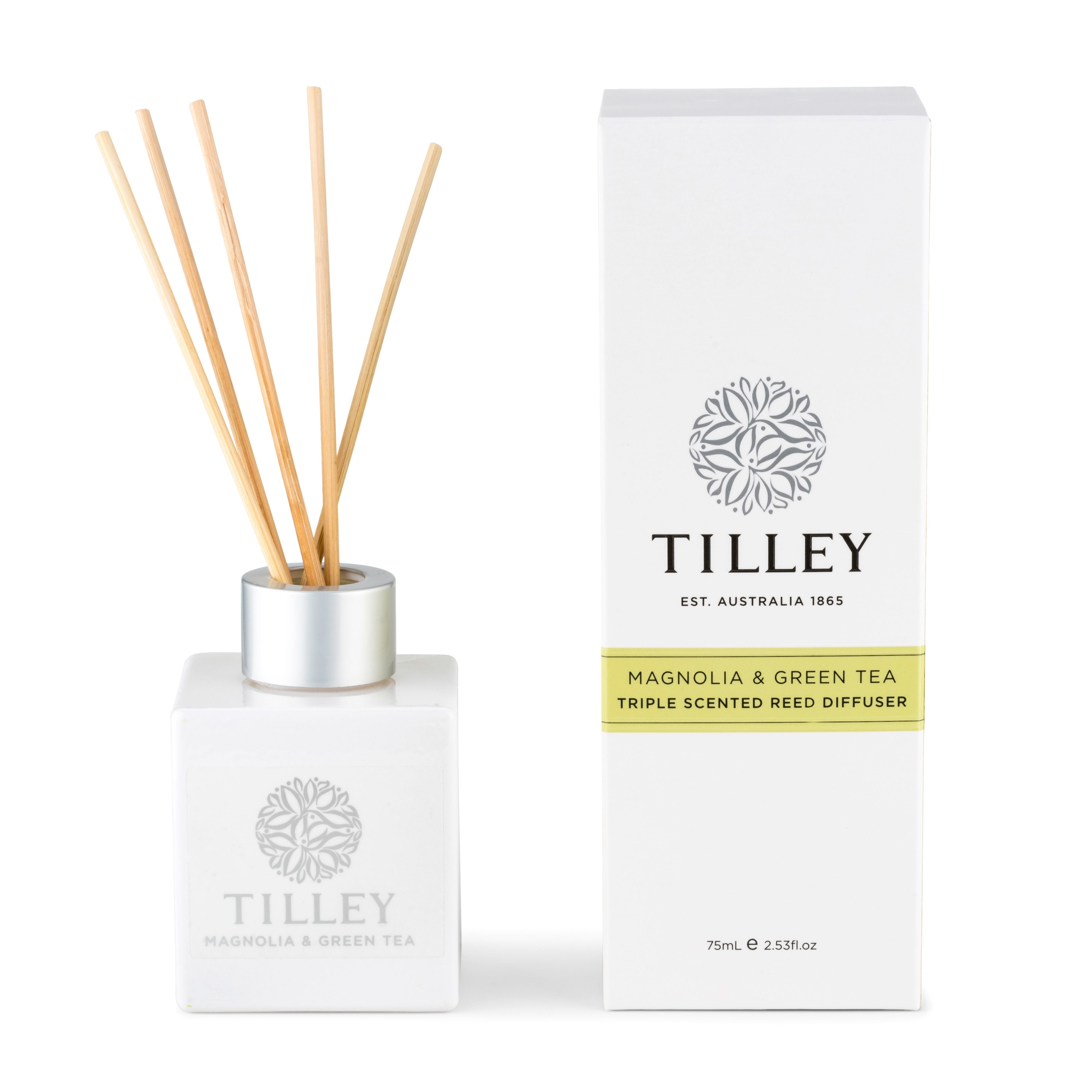 Aromatic Reed Diffuser 75mL - Asst Fragrance-Candles & Fragrances-Tilley-Magnolia & Green Tea-The Bay Room