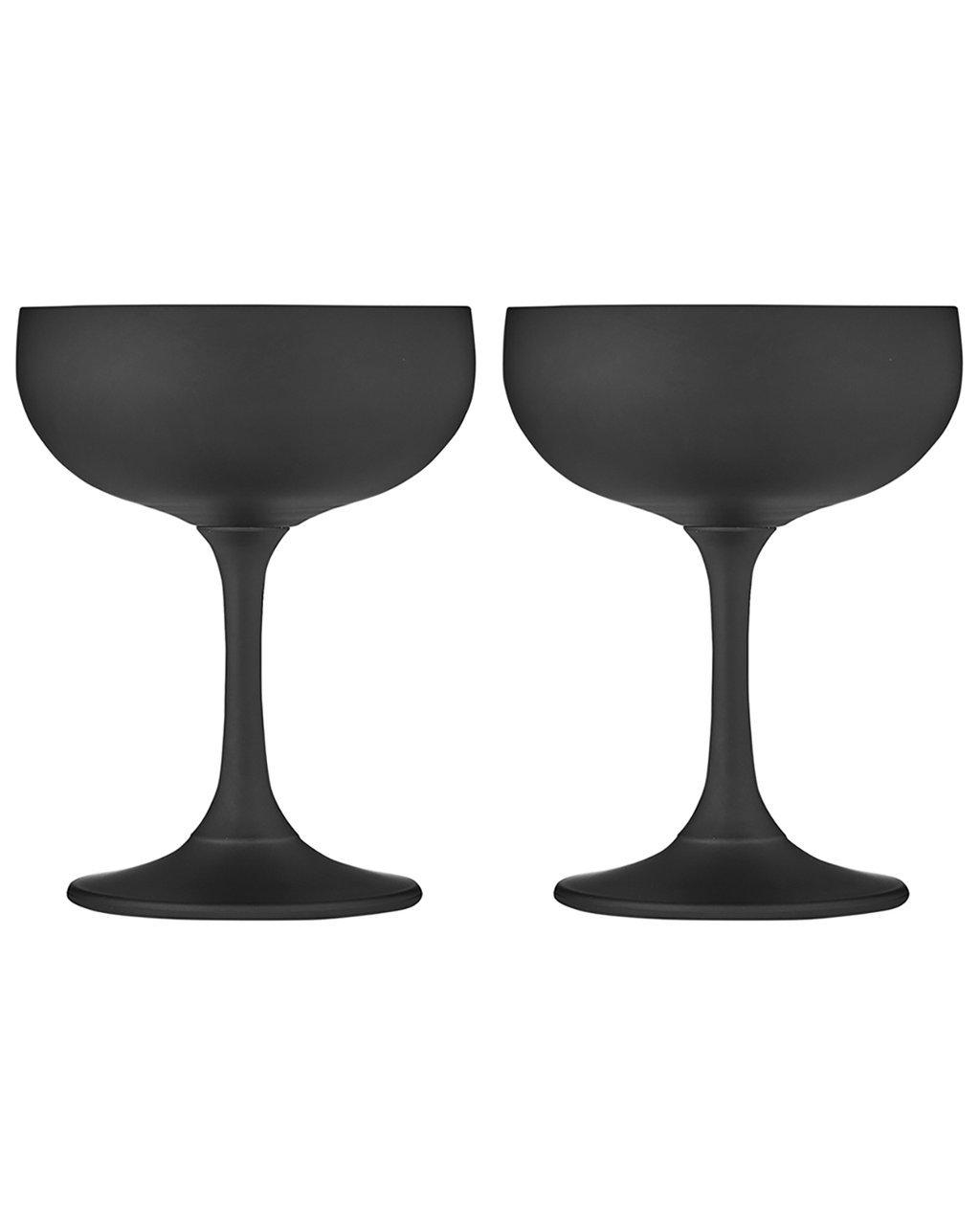 Aurora Matte Black 2pk Coupe Glass-Dining & Entertaining-Tempa-The Bay Room