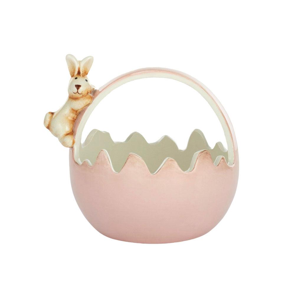 Ceramic Basket with Bunny - Peach-Easter-Coast To Coast Home-The Bay Room
