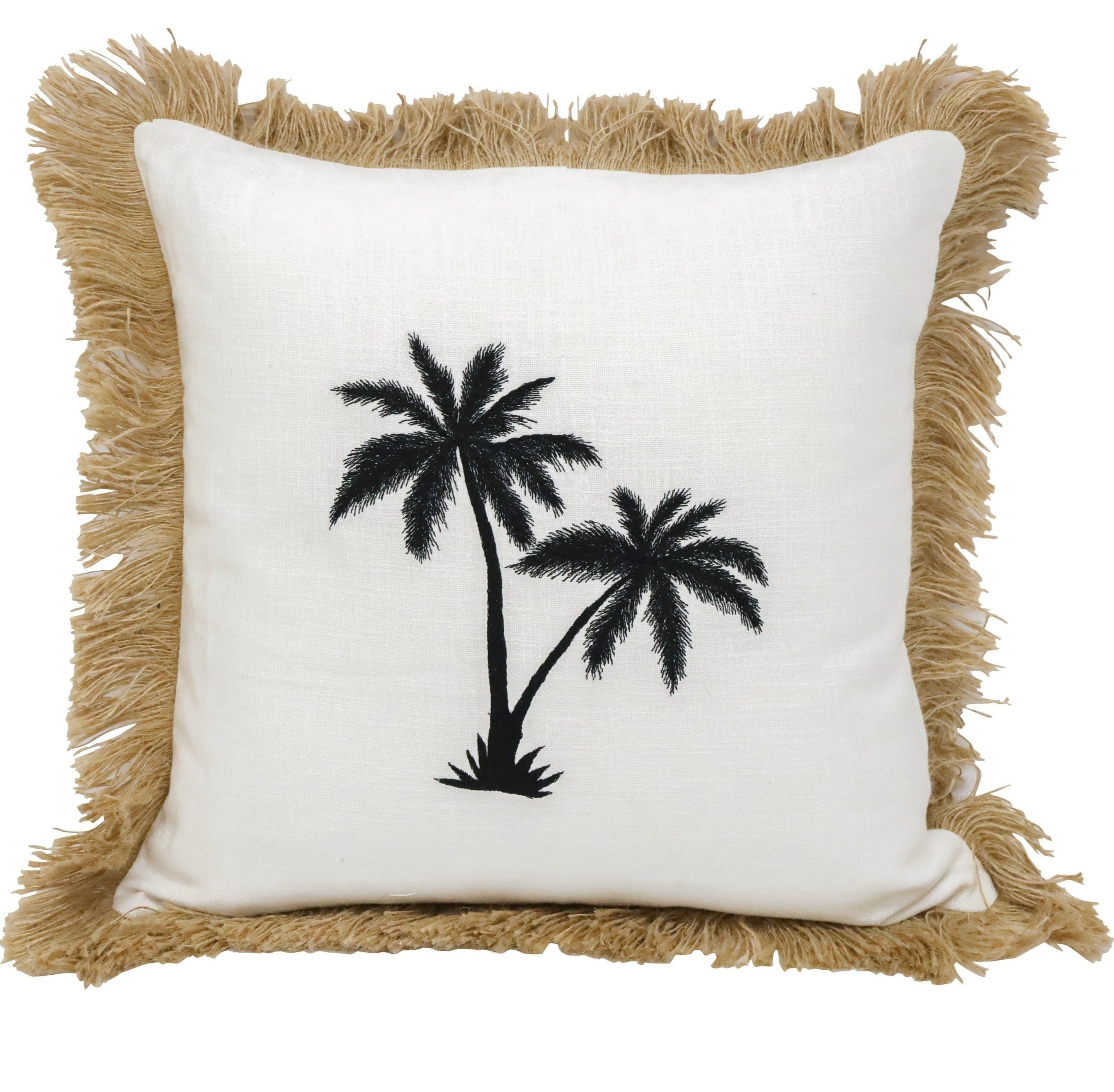 Double Palm Embroidered Cushion 45x45cm-Soft Furnishings-Robert Mark-The Bay Room