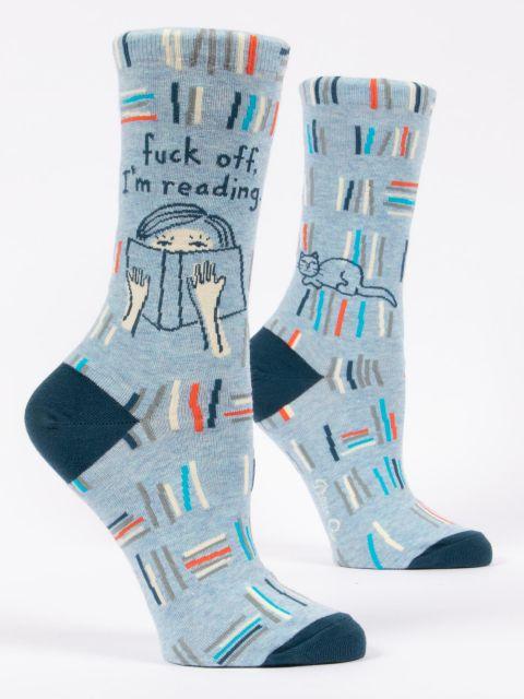 Fuck Off, I'm Reading Women's Crew Socks-Fun & Games-Blue Q-The Bay Room