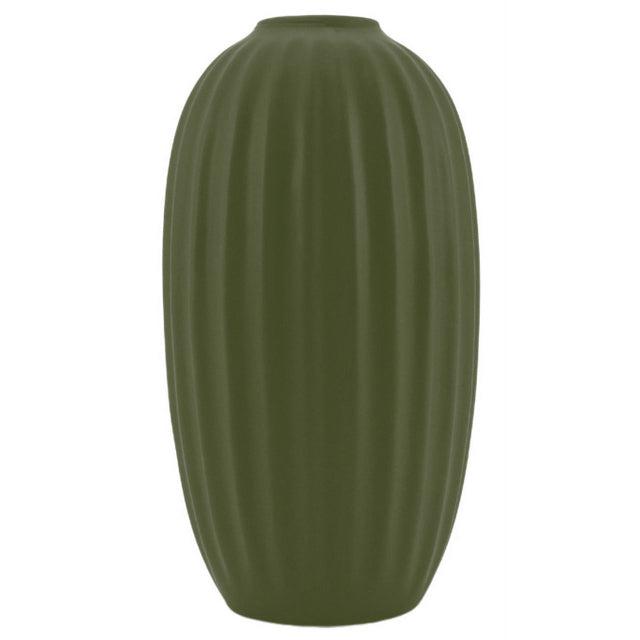 Grooved Bud Vase 9x18.5cm - Green-Pots, Planters & Vases-NF-The Bay Room