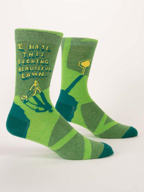 I Hate This Fucking Beautiful Lawn Men's Crew Socks-Fun & Games-Blue Q-The Bay Room