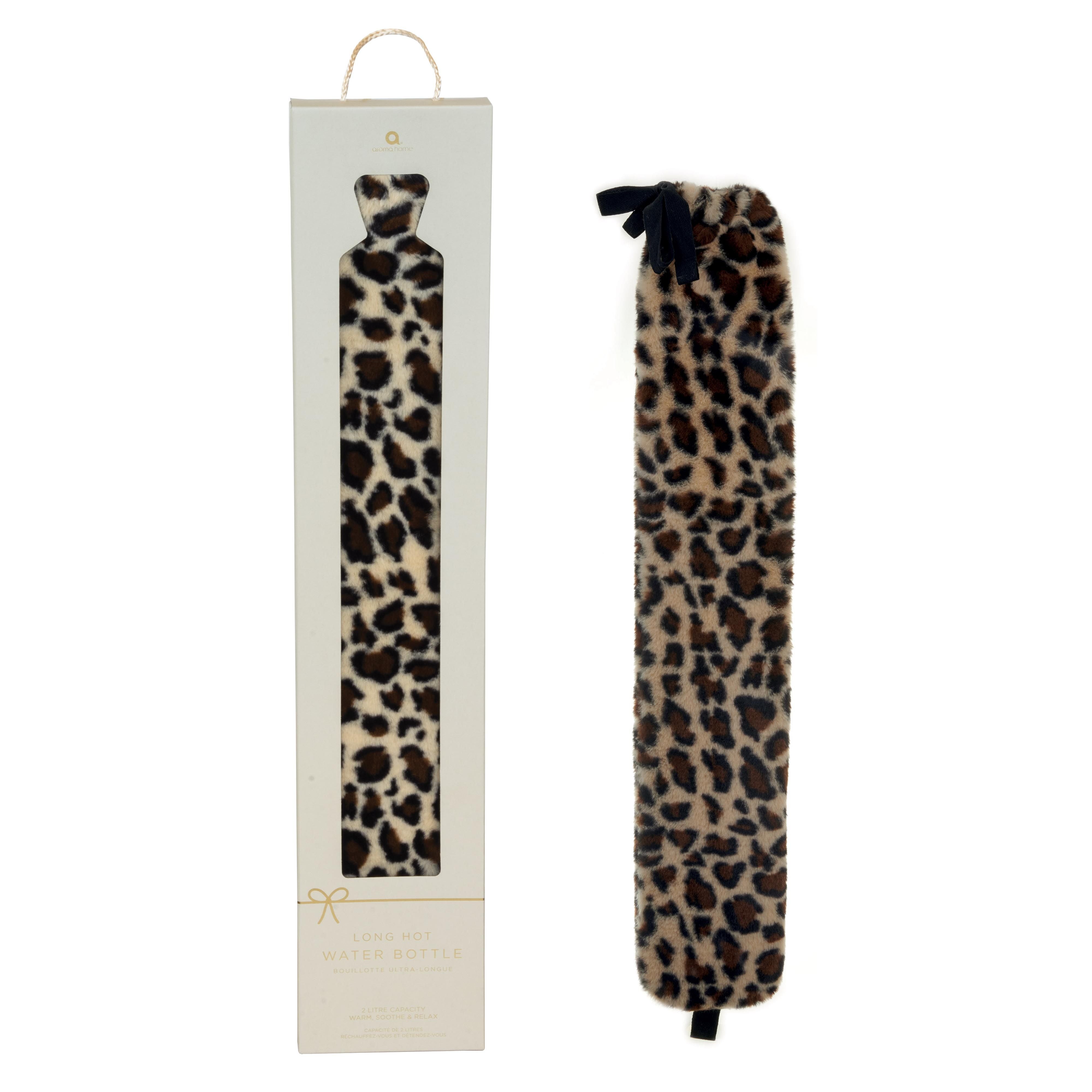 Long Hot Water Bottle - Leopard Print Faux Fur-Beauty & Well-Being-Aroma Home-The Bay Room