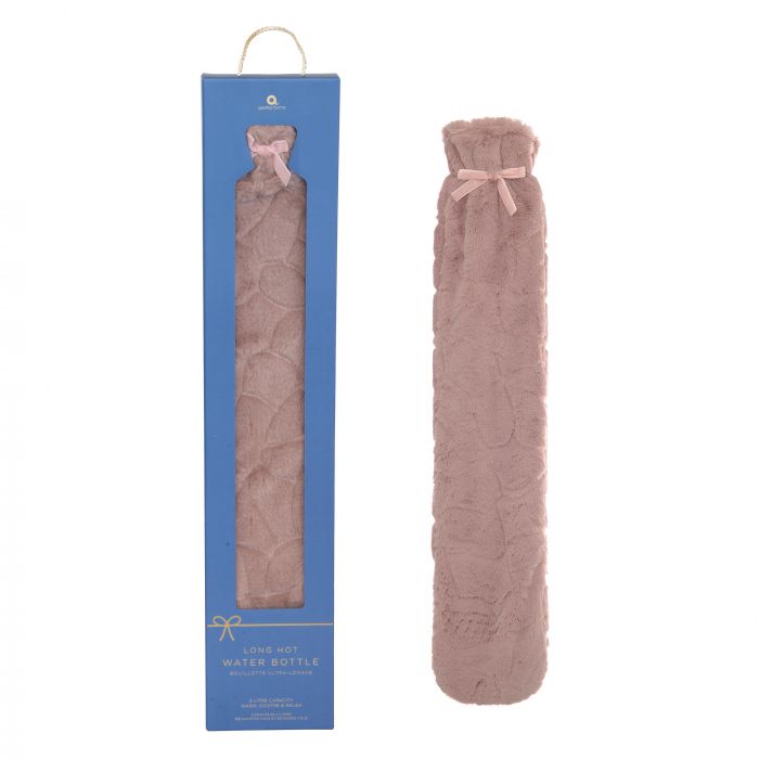 Long Hot Water Bottle - Pink Faux Fur-Beauty & Well-Being-Aroma Home-The Bay Room