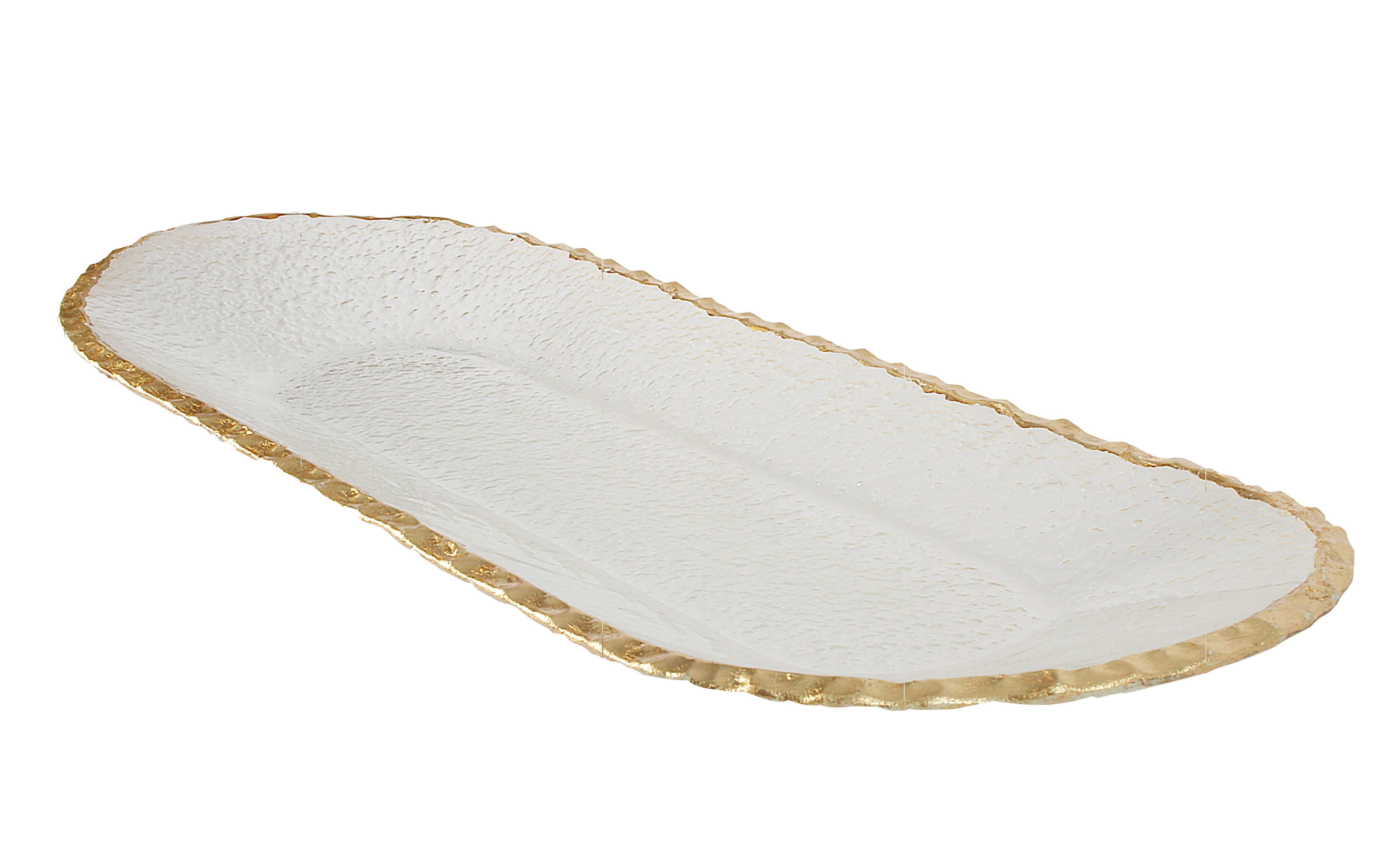 Manley Handmade Oval Plate with Gold Foil Edge 43cm-Dining & Entertaining-Maine & Crawford-The Bay Room