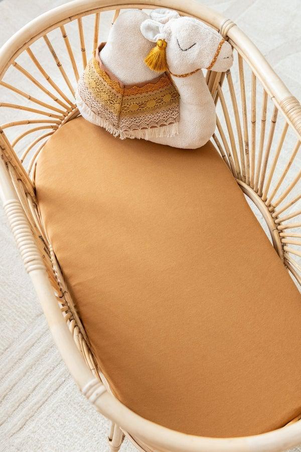 Organic Fitted Sheet - Bassinet/Change Pad - Asst Colours-Nursery & Nurture-Kiin-Caramel-The Bay Room