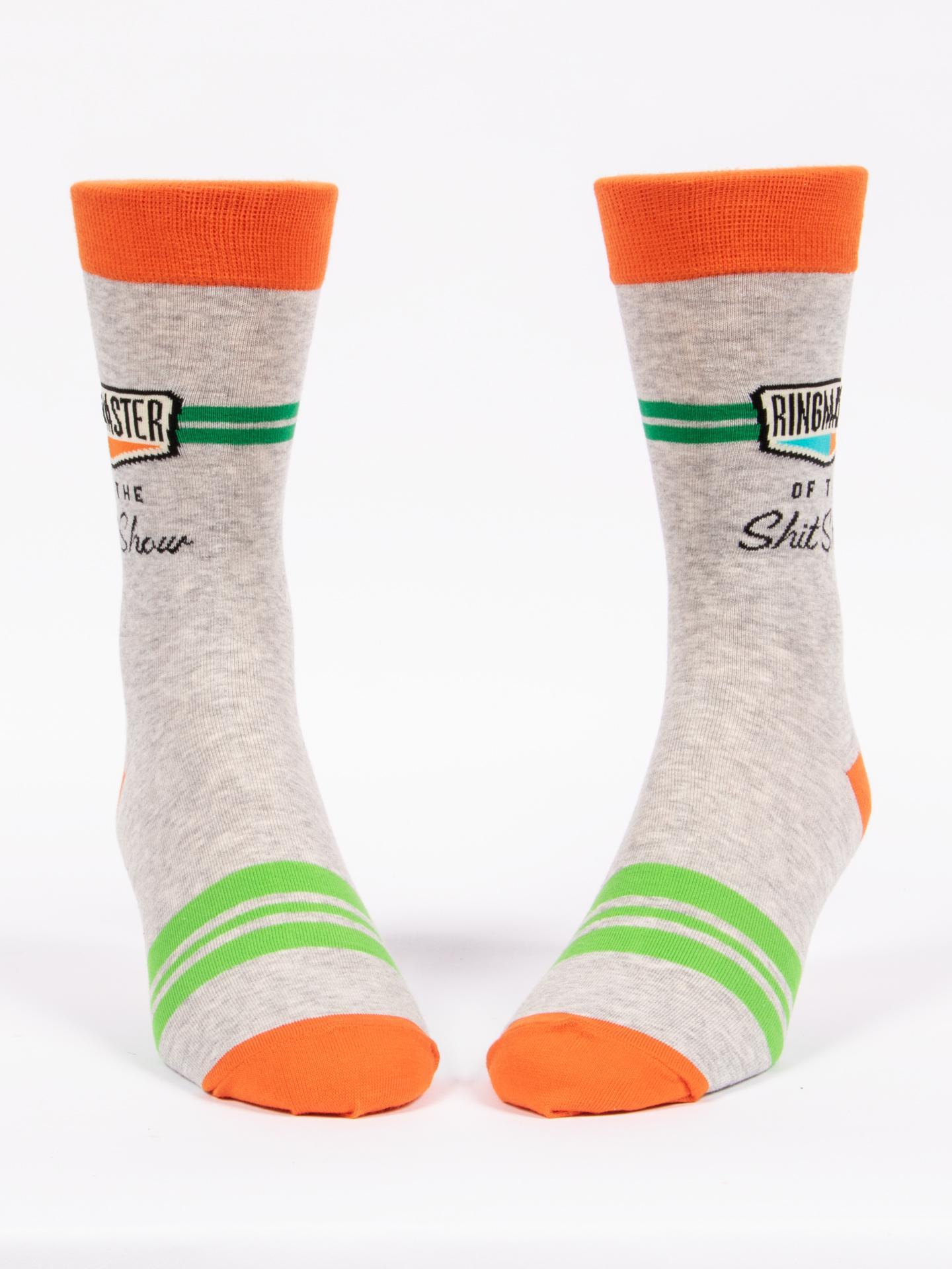 Ringmaster of the Shit Show Men's Crew Socks-Fun & Games-Blue Q-The Bay Room