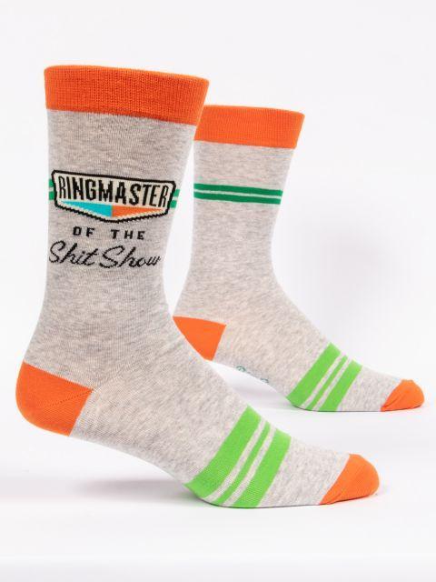 Ringmaster of the Shit Show Men's Crew Socks-Fun & Games-Blue Q-The Bay Room