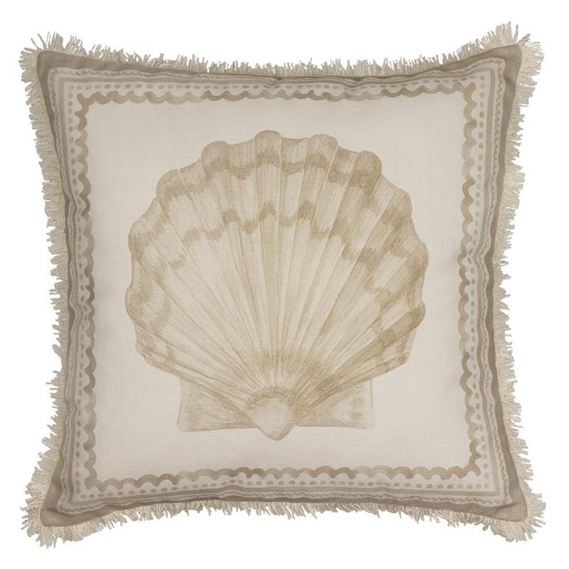 Scallop Sand Fringe Cushion 50x50cm-Soft Furnishings-Madras Link-The Bay Room