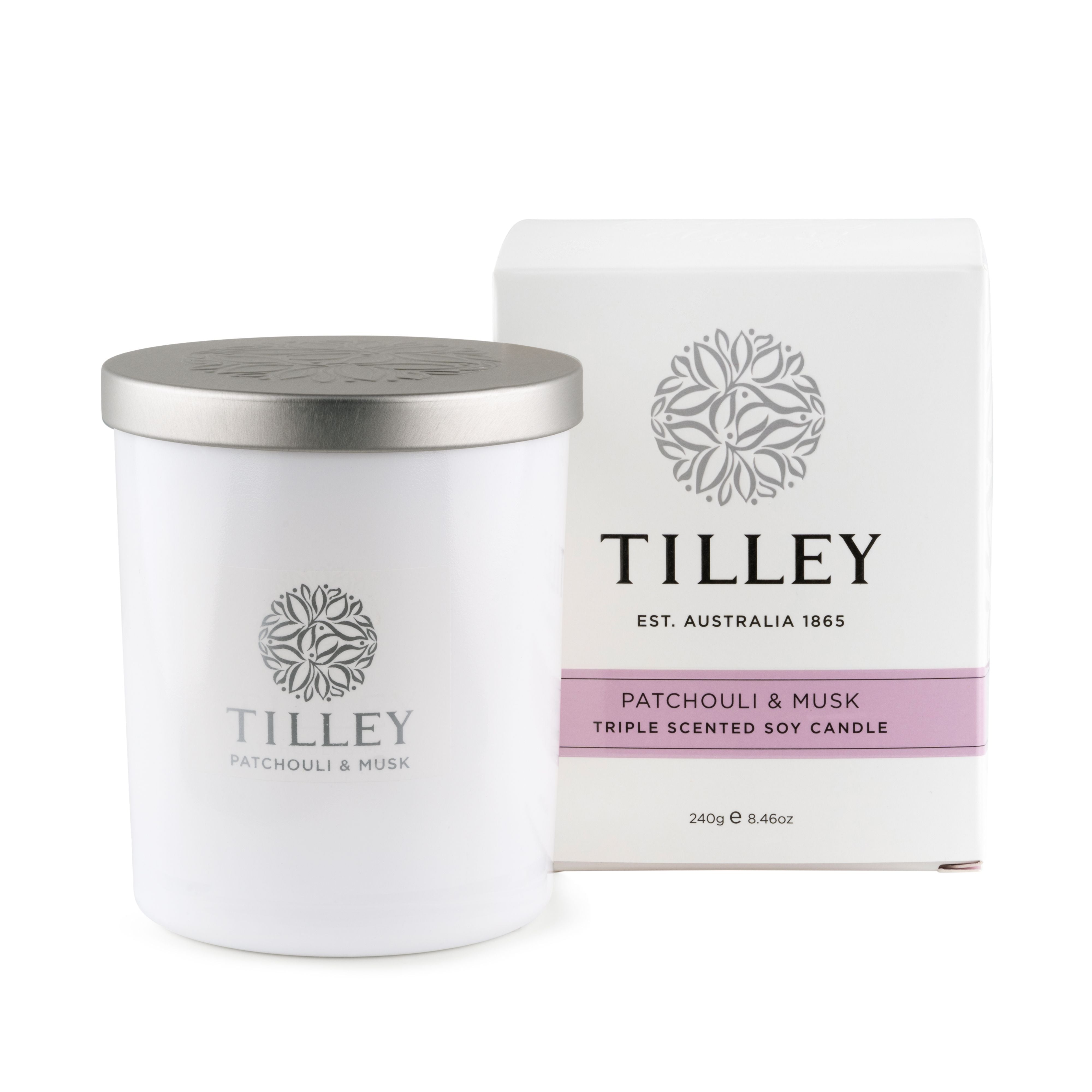 Soy Candle 240g / 45 Hour - Asst Fragrance-Candles & Fragrances-Tilley-Patchouli & Musk-The Bay Room