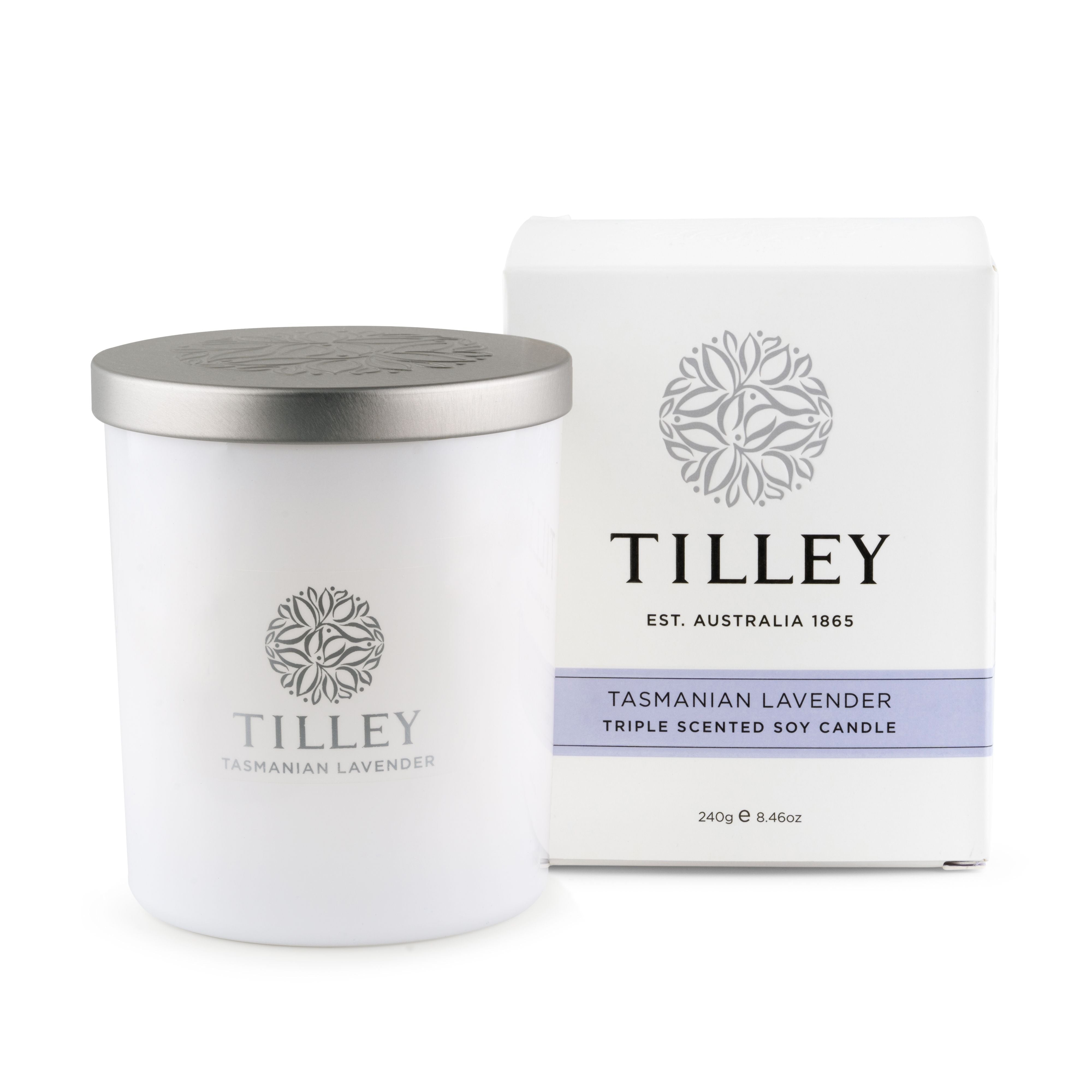 Soy Candle 240g / 45 Hour - Asst Fragrance-Candles & Fragrances-Tilley-Tasmanian Lavender-The Bay Room