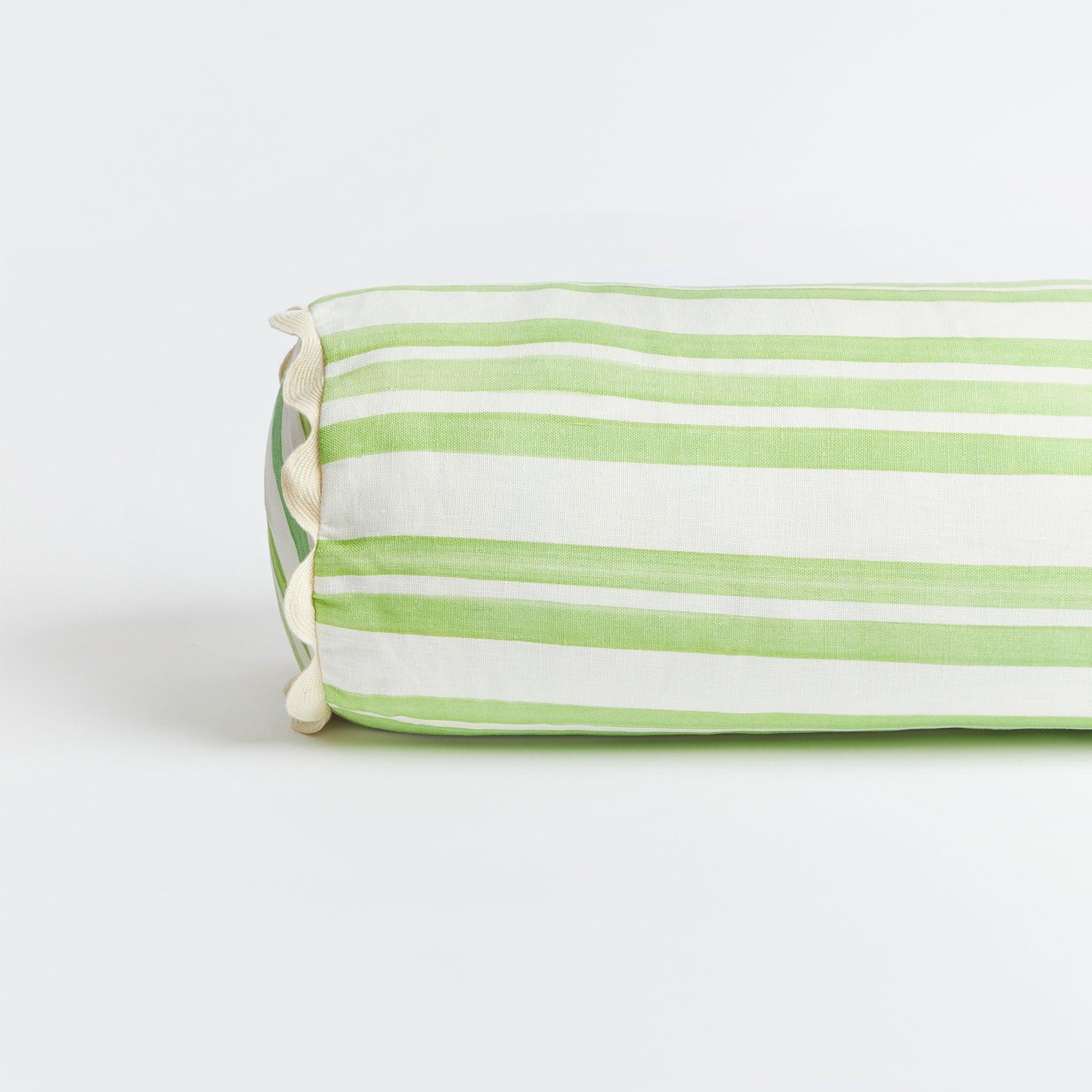 Stripe Green Bolster Cushion 60x20cm-Soft Furnishings-Bonnie & Neil-The Bay Room