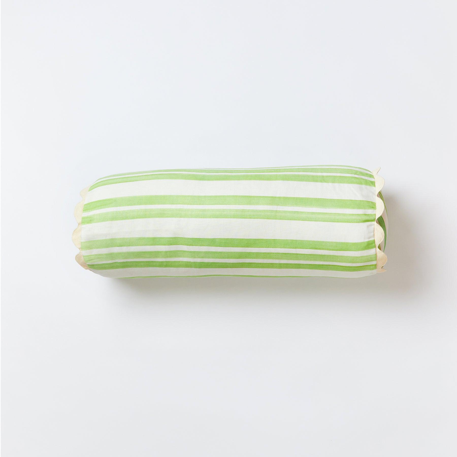 Stripe Green Bolster Cushion 60x20cm-Soft Furnishings-Bonnie & Neil-The Bay Room