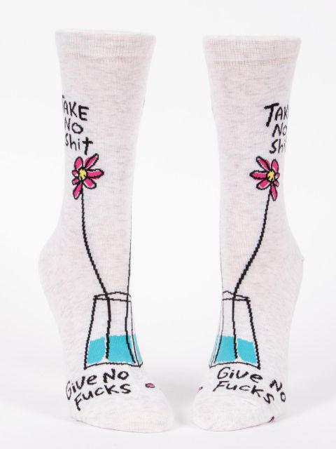 Take No Shit Give No Fucks Women's Crew Socks-Fun & Games-Blue Q-The Bay Room
