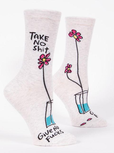 Take No Shit Give No Fucks Women's Crew Socks-Fun & Games-Blue Q-The Bay Room