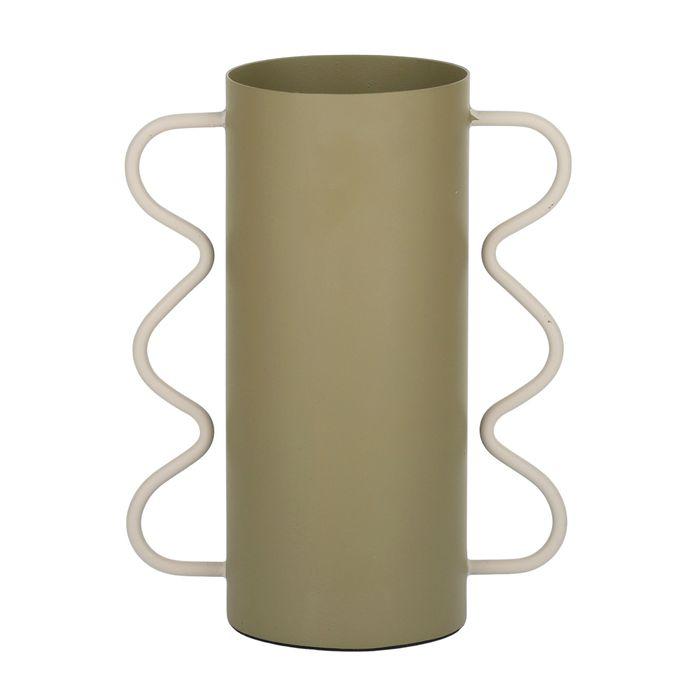 Tilde Metal Vase - Olive/Beige-Pots, Planters & Vases-Coast To Coast Home-The Bay Room