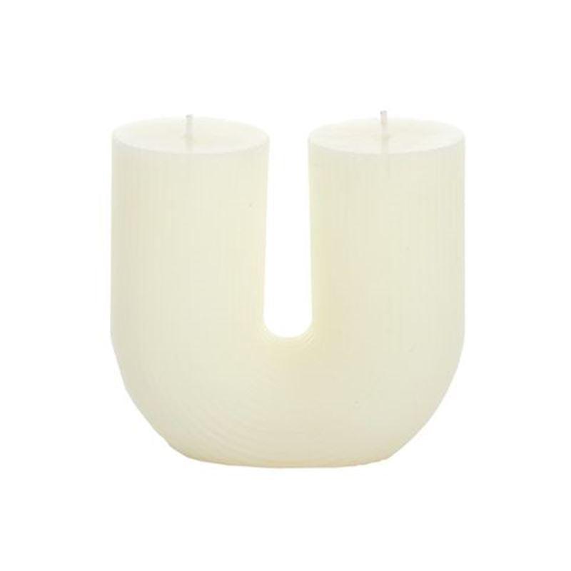 U Shaped Ribbed Candle - White-Candles & Fragrances-Coast To Coast Home-The Bay Room
