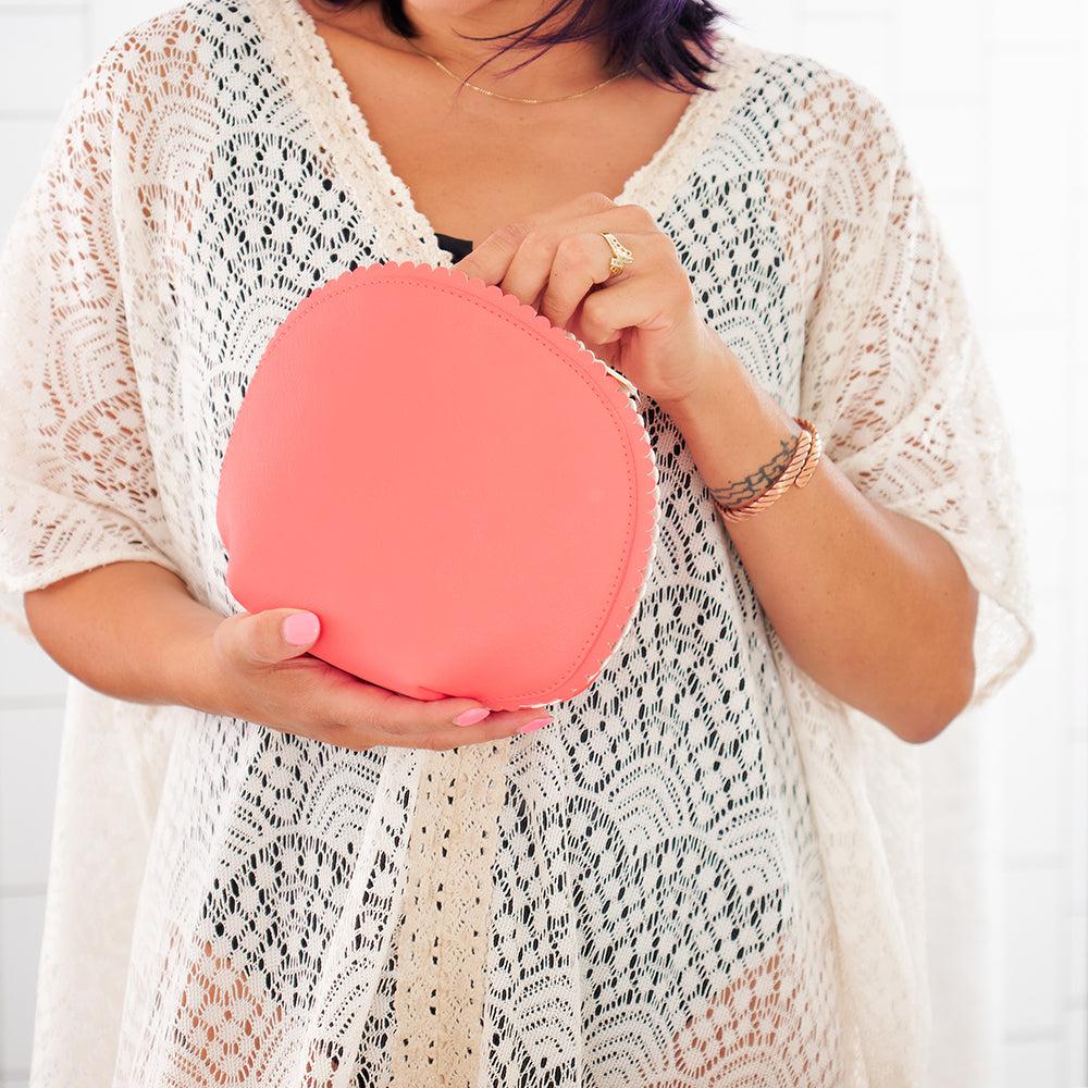 Vanity Scalloped Medium Pouch – Peach Pink-Beauty & Well-Being-Annabel Trends-The Bay Room