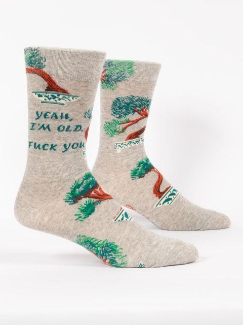 Yeah I'm Old. Fuck You. Men's Crew Socks-Fun & Games-Blue Q-The Bay Room