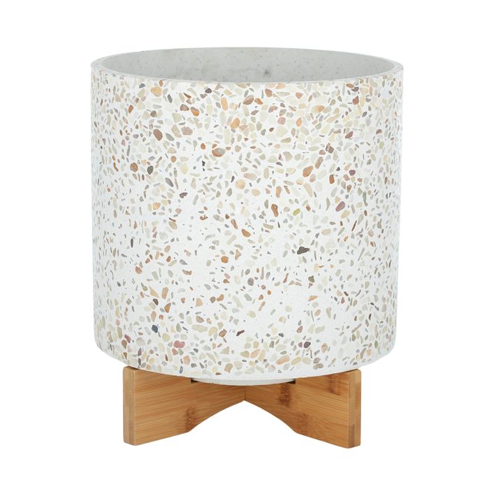 Zeta Terrazzo Pot on Stand - Large-Pots, Planters & Vases-Coast To Coast Home-The Bay Room