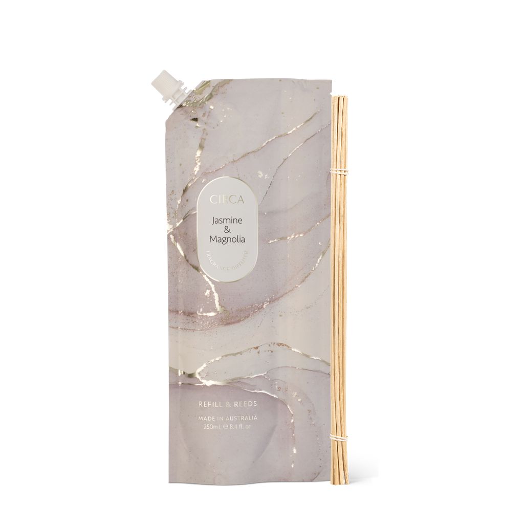 250ml Fragrance Diffuser Refill Pouch & Reeds - Asst Fragrances-Candles & Fragrance-Circa-Jasmine & Magnolia-The Bay Room