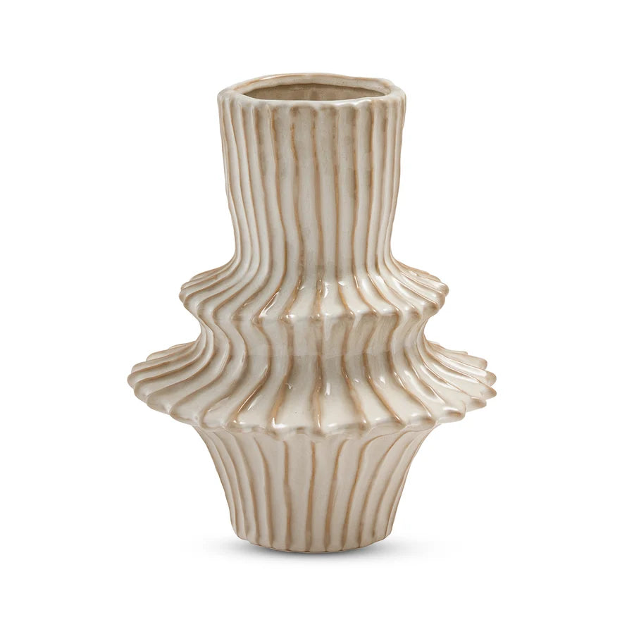 Ridge Natural Glazed Vase 25.5x31cm