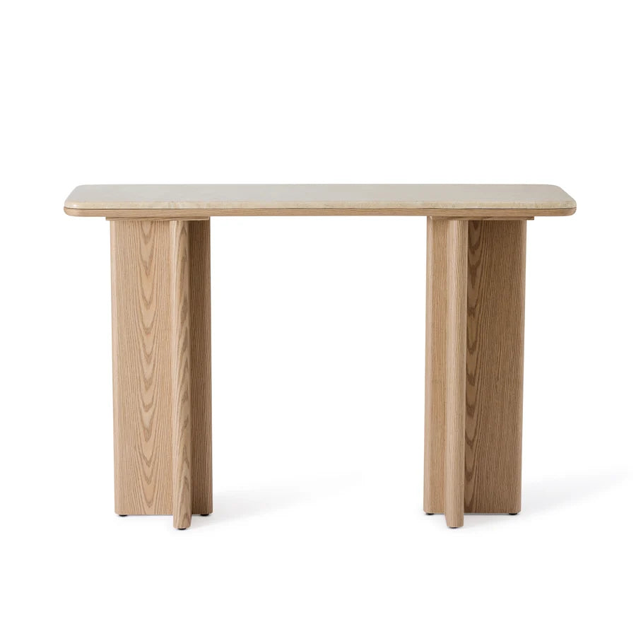 Carlyle Brown Marble/Oak Console Table 120x35x80cm
