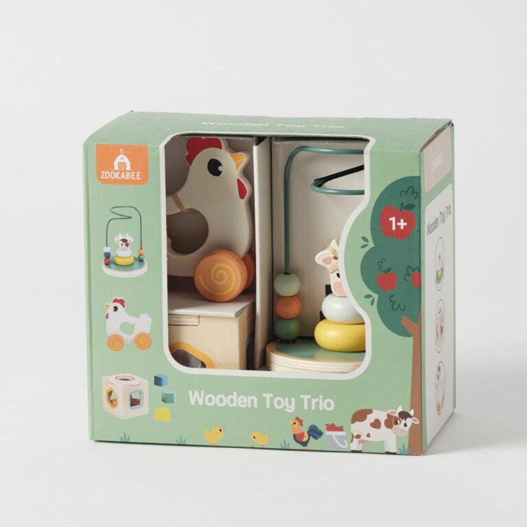 3-in-1 Farm Animals Wooden Set (Wooden Toy Trio)-Toys-Zookabee-The Bay Room