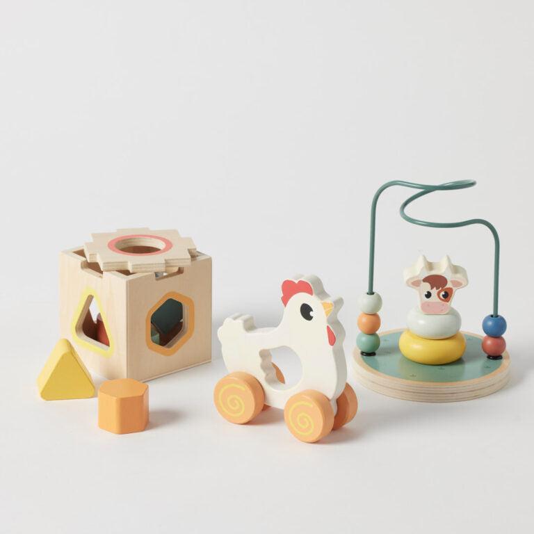 3-in-1 Farm Animals Wooden Set (Wooden Toy Trio)-Toys-Zookabee-The Bay Room