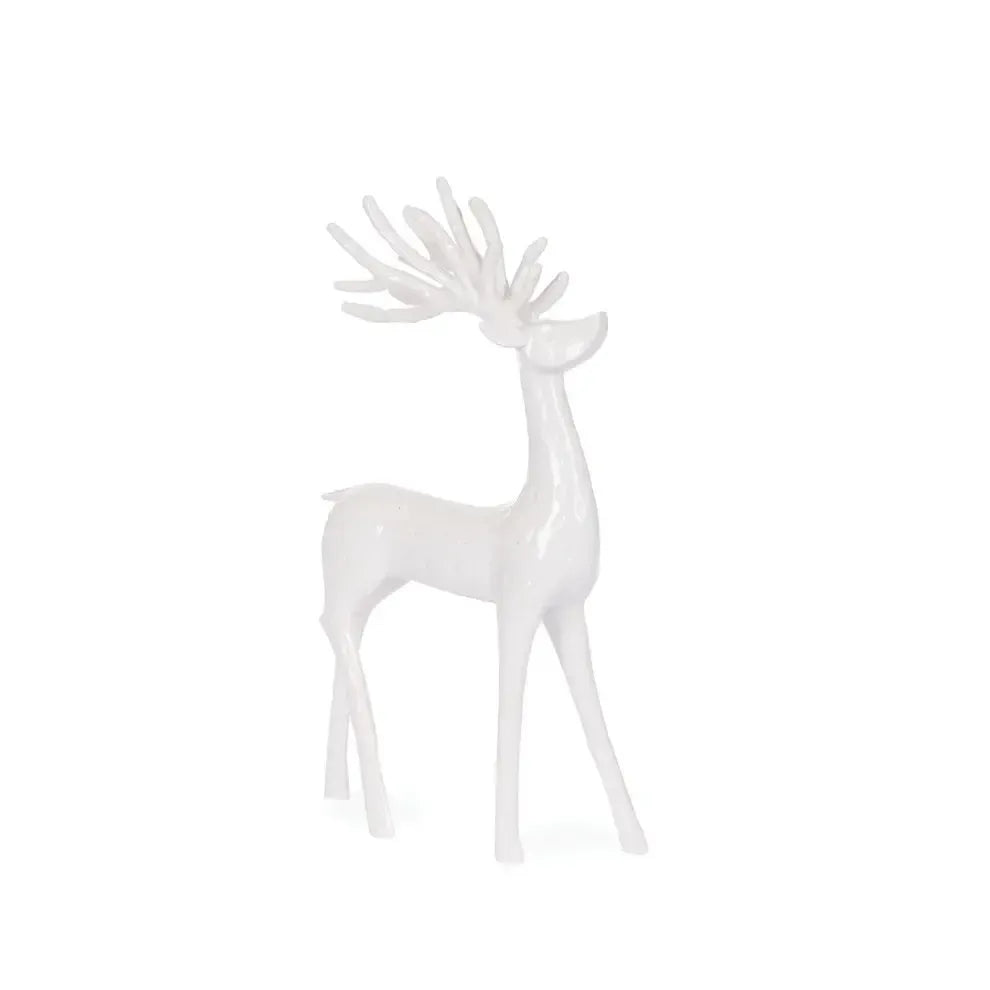 31.5cm White Minimal Reindeer-Christmas-Holly & Ivy-The Bay Room