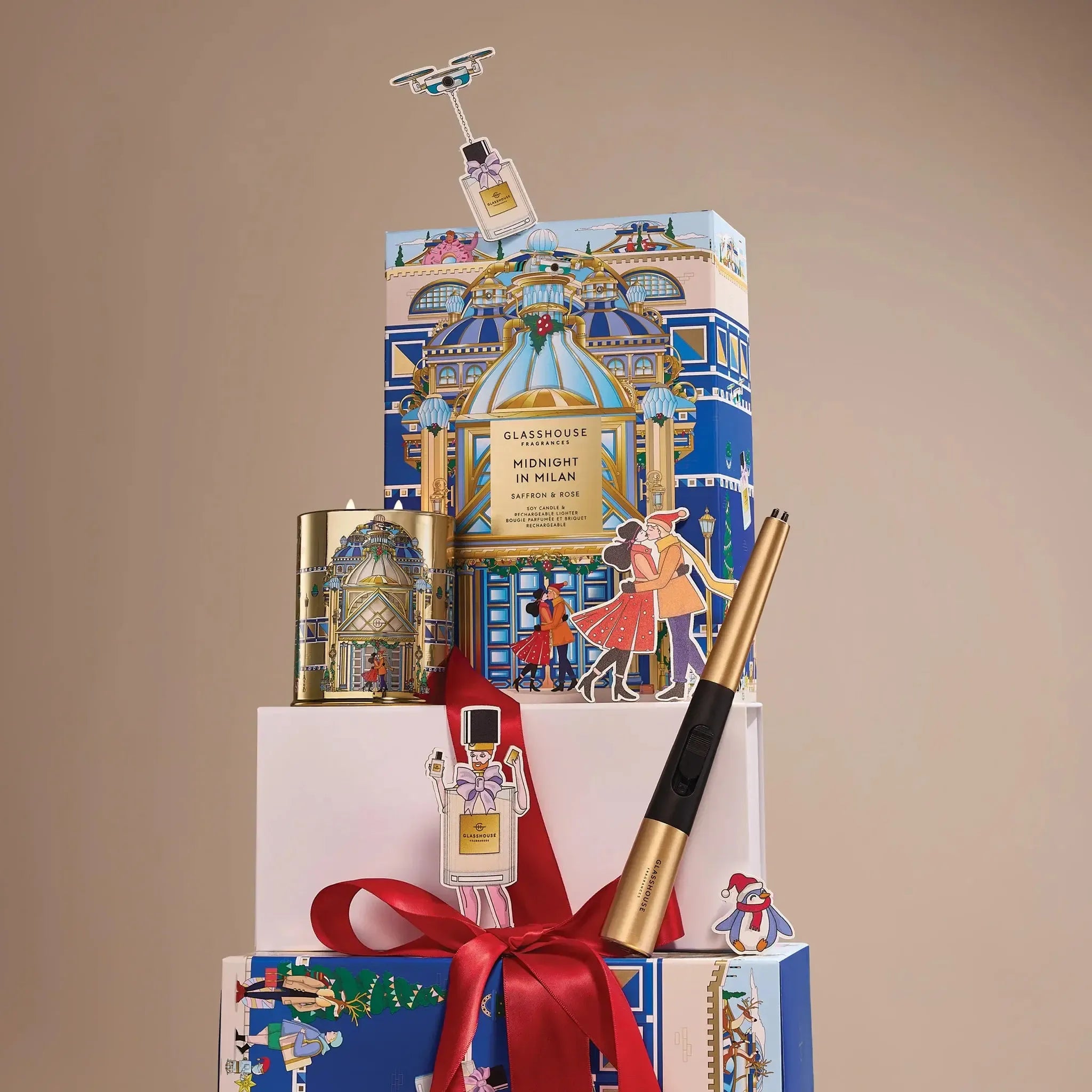 380g Candle & USB Lighter - Candle & Care Gift Set - Midnight In Milan-Candles & Fragrances-Glasshouse-The Bay Room