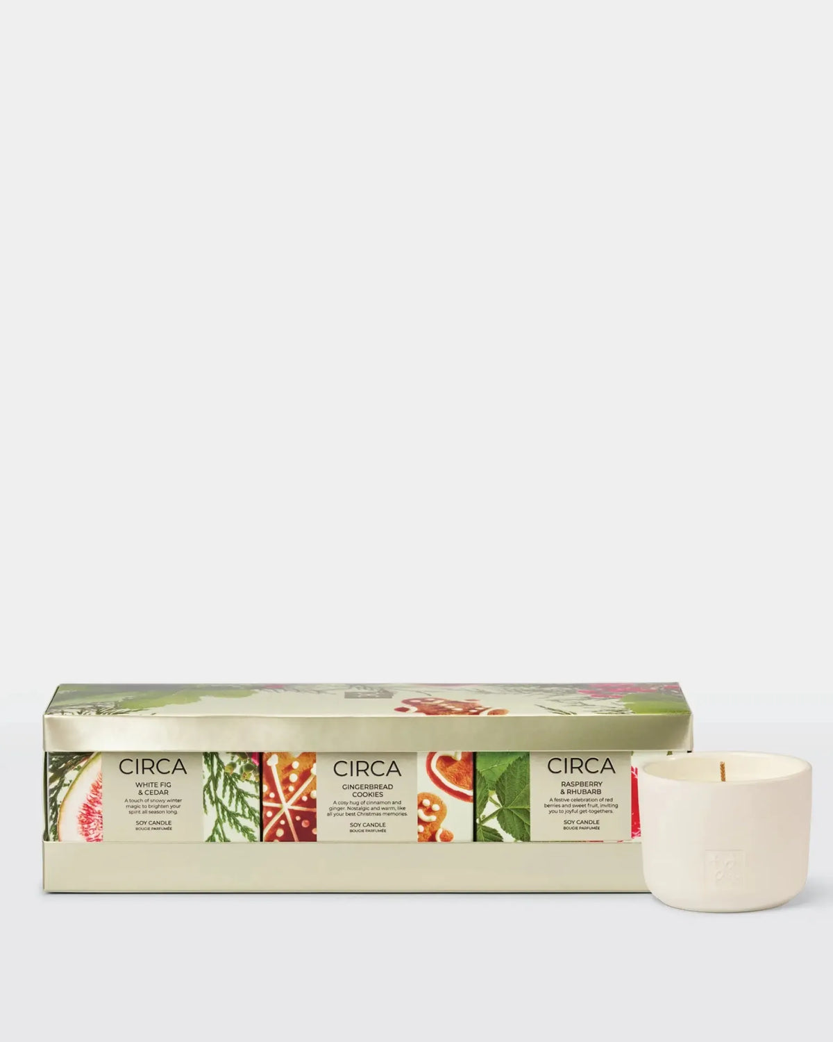 3x70g Candle Trio - Raspberry & Rhubarb, White Fig & Cedar, Gingerbread Cookies-Christmas-Circa-The Bay Room