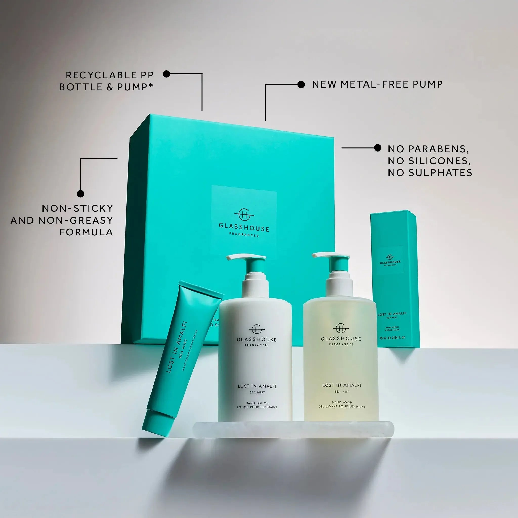 450ml Hand Wash, Hand Lotion & Tray - Asst Fragrances-Candles & Fragrances-Glasshouse-The Bay Room