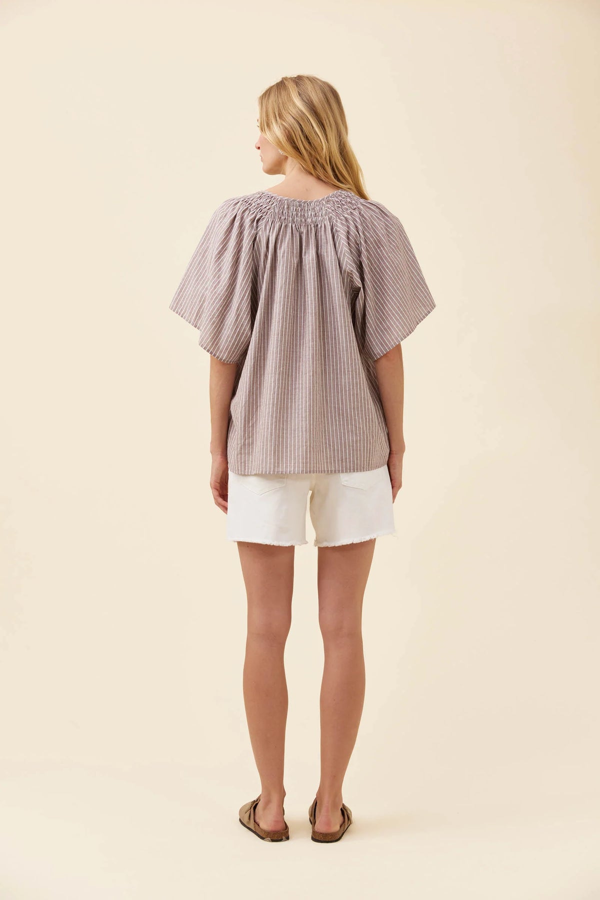 Lyndell Shirred Top - Taupe