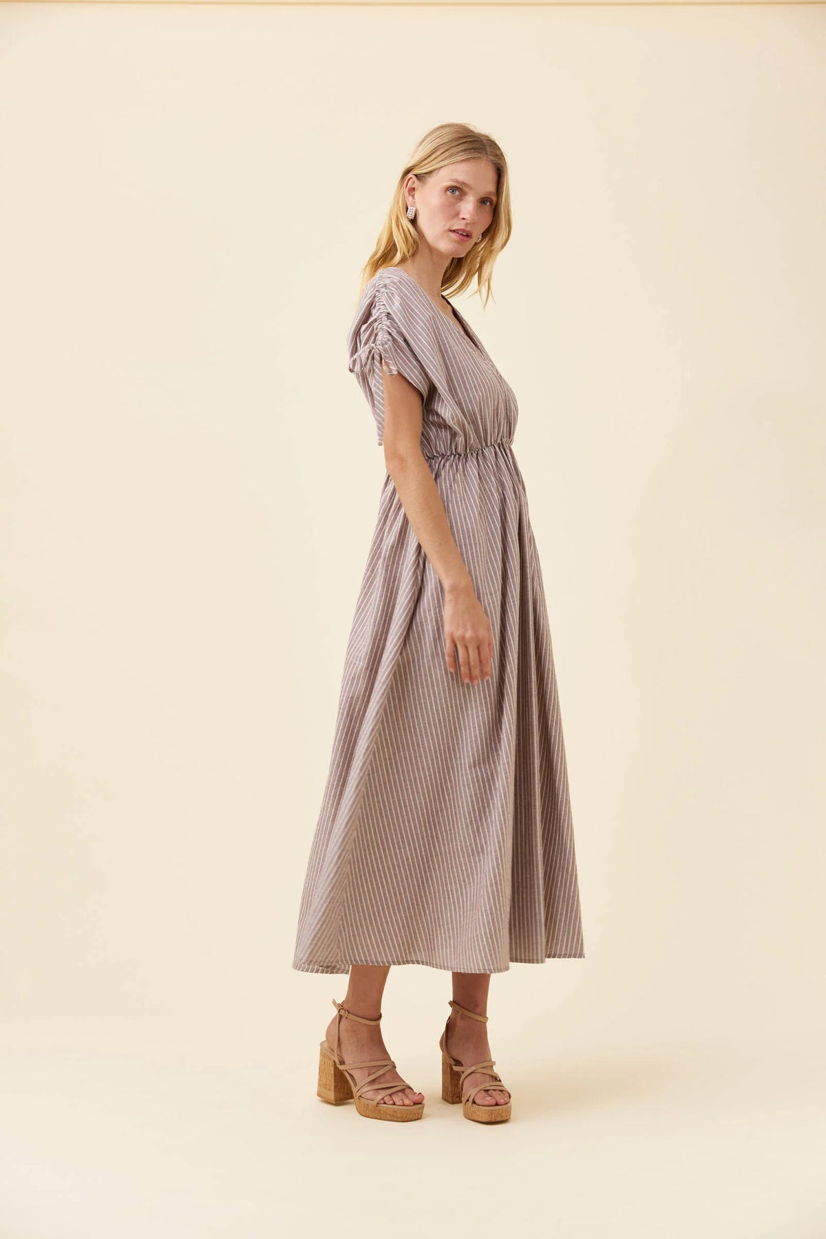 Lyndell Tie Maxi Dress - Taupe