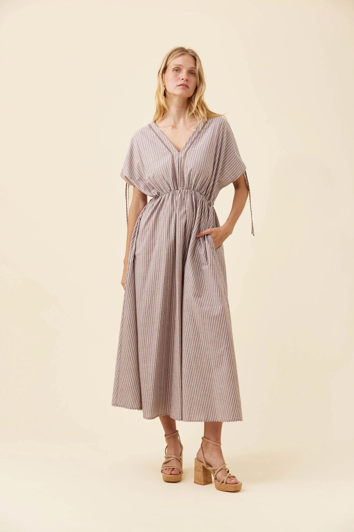 Lyndell Tie Maxi Dress - Taupe