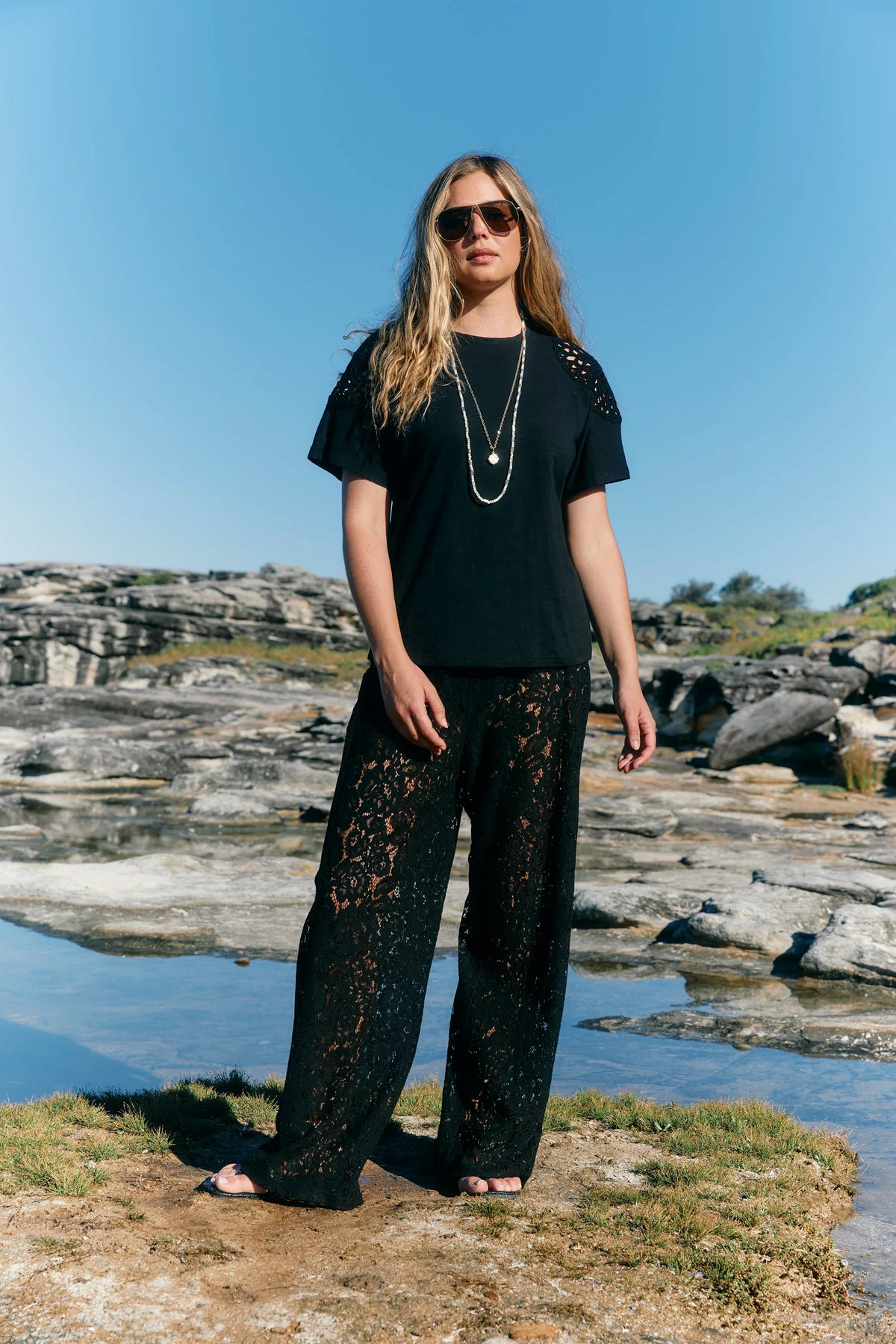 Ethel Lace Pant - Black