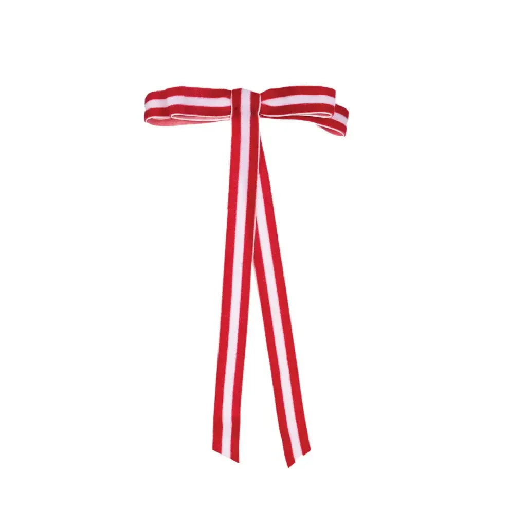 6Pk Red & White Stripe Velvet Bows-Christmas-Holly & Ivy-The Bay Room