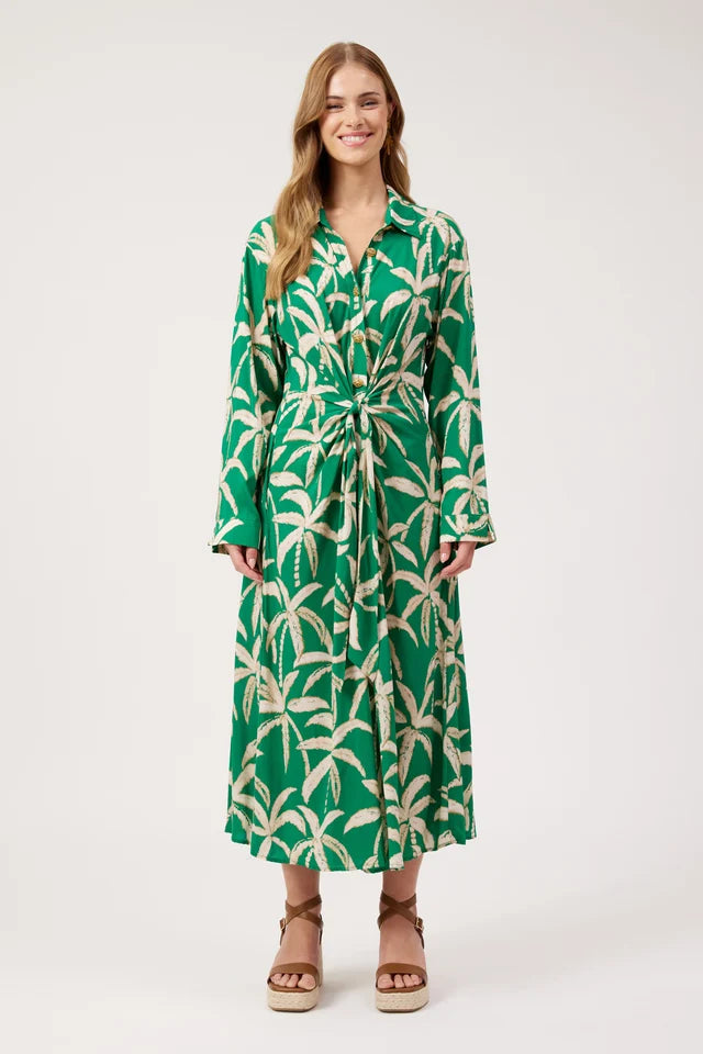 Congo Midi Shirt Dress - Palm