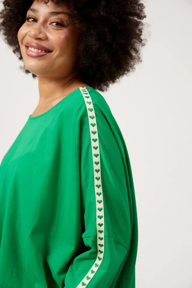 Elba Heart Long Sleeve Tshirt - Green
