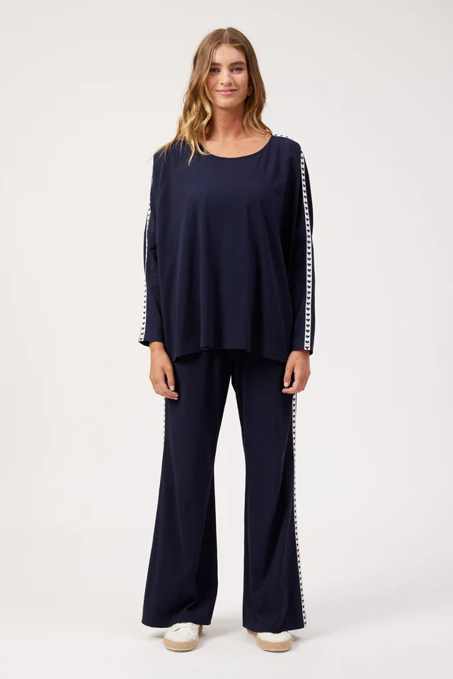 Elba Heart Long Sleeve Tshirt - Navy