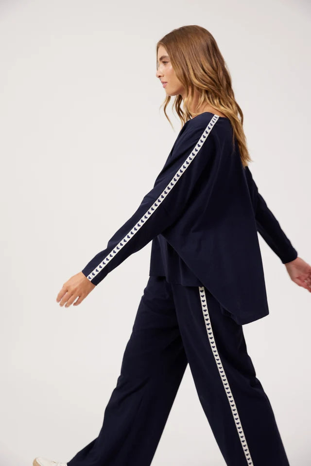 Elba Heart Long Sleeve Tshirt - Navy