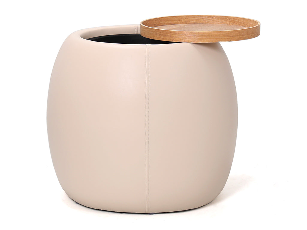 Tub Side Table with Storage 61x53cm - Beige